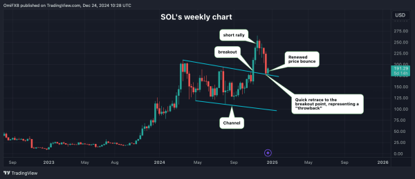 SOL's weekly chart. (TradingView/CoinDesk)