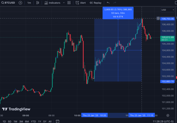 Bitcoin price on Thursday morning (TradingView)