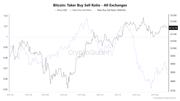 Bitcoin buy/sell ratio. Source: CryptoQuant.